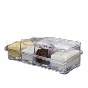 1套香料盒 透明水晶调味盒 带勺调味罐 调味瓶 香料储存罐