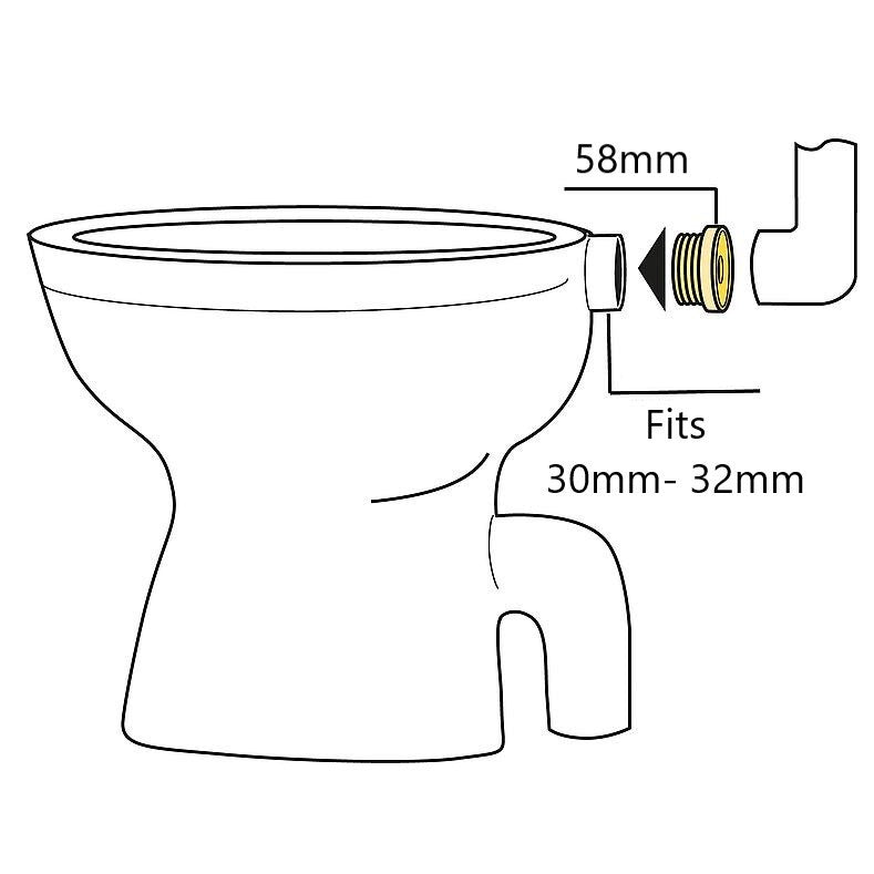 50MM Rubber Toilet Flush Pipe Inlet Connector for Low Level Toilet Cistern