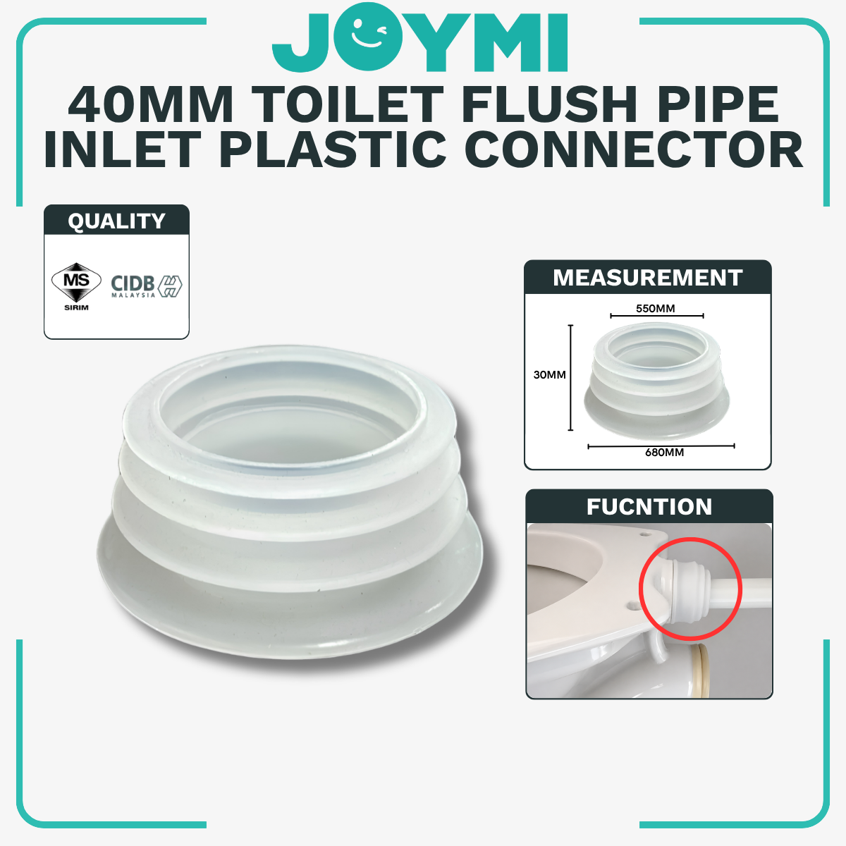 40MM Toilet WC Flush Pipe Inlet Plastic Connector For Toilet Cistern