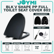 V Shape PP Material Full Cover Heavy Duty Toilet Seat Cover With Full Set Accessories Best For Hotel/Airbnb/Home Use 802BK