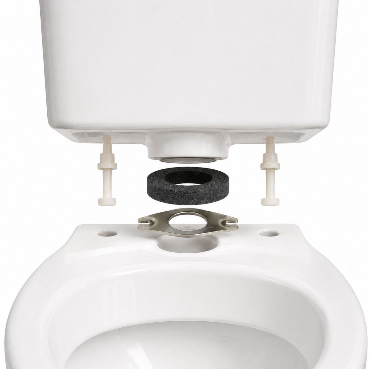 CJ FISH BRAND 50MM Toilet Tank Cistern Coupling Plate Set with Sponge Gasket Fixing Bracket Kit Set