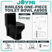 DOCASA ONE-PIECE S-Trap Rimless Flush Toilet Bowl 250mm Full Set Accessories Heavy Duty Up to 500kg Best For Hotel/Airbnb/Home Use A890 S-Trap