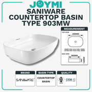 Saniware Countertop Ceramic White Premium Polished Basin Toilet Art Style Basin Toilet Sink Basin 903MW